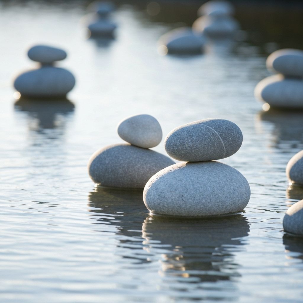 Balanced meditation stones on water